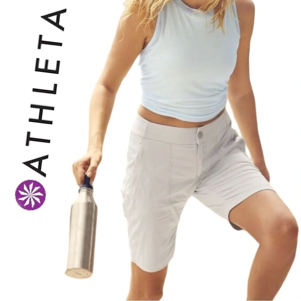 Athleta Tan Trekkie Mid Rise Bermuda Shorts Size 2 - Picture 4 of 14